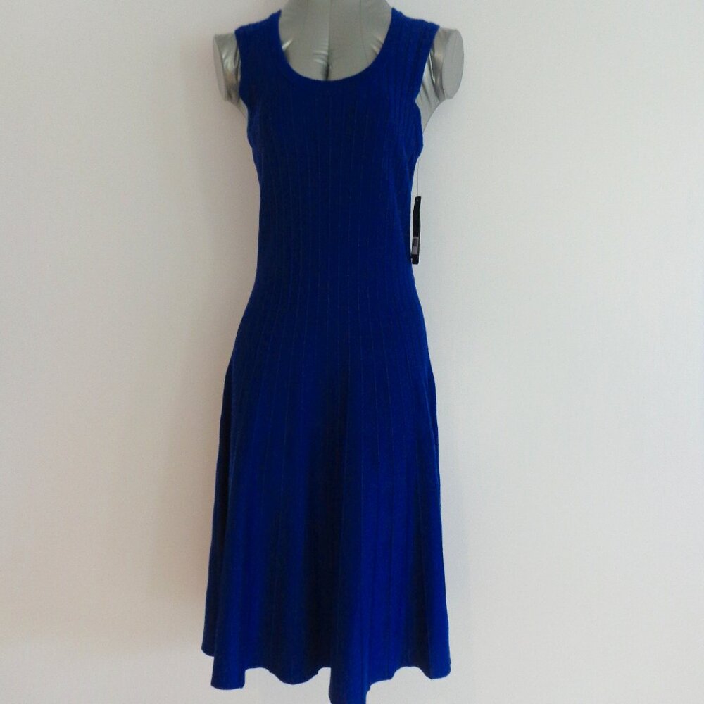 New! NIC+ZOE Women's Navy Twirl Knit Sleeveless Fit Flare Dress Size S